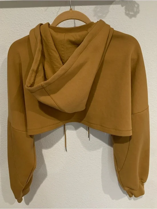 Adidas Women’s Ivy Park Crop Hoodie Shrug Top in Mesa Gold, Mustard Brown, Small - Picture 3 of 8